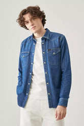 LEE REGULAR WESTERN MĘSKA KOSZULA JEANSOWA DIPPED BLUE L66WPLLA 112145397